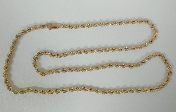 18" 14K 3MM Diamond-Cut Rope Chain