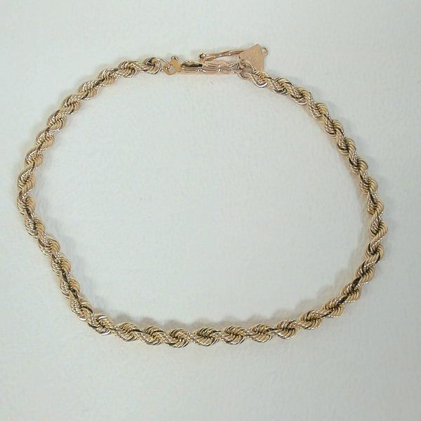 6.5" 14K 3MM Diamond-Cut Rope Bracelet