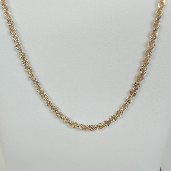 18" 10K Diamond-Cut Rope Chain