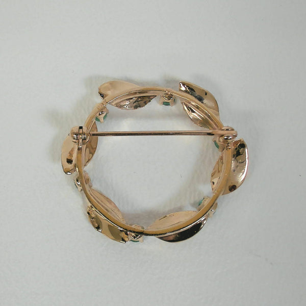 14K Emerald Leaf Brooch
