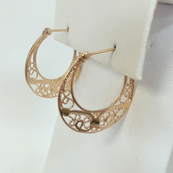 14K Filigree Hoop Earrings