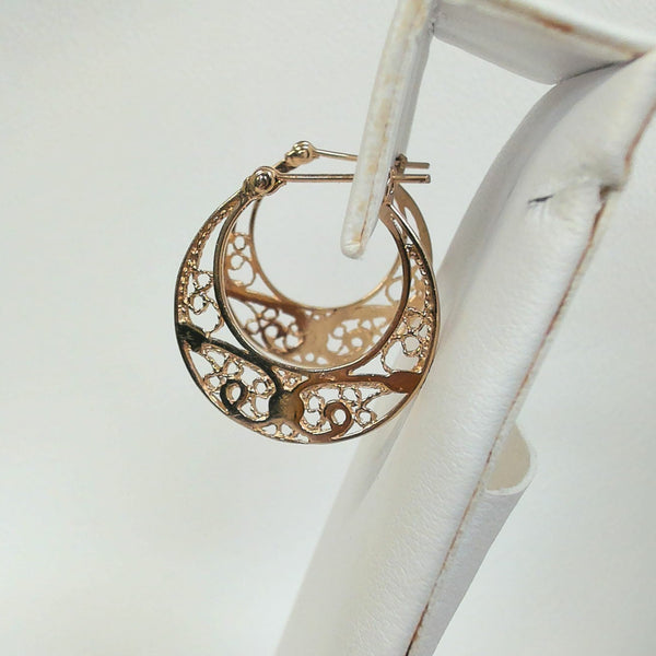 14K Filigree Hoop Earrings