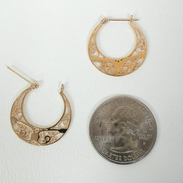 14K Filigree Hoop Earrings