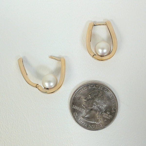 14K Pearl Hinged Hoop Earrings