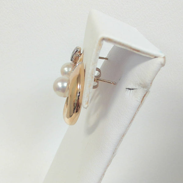 14K Cultured Pearl & Diamond Earrings