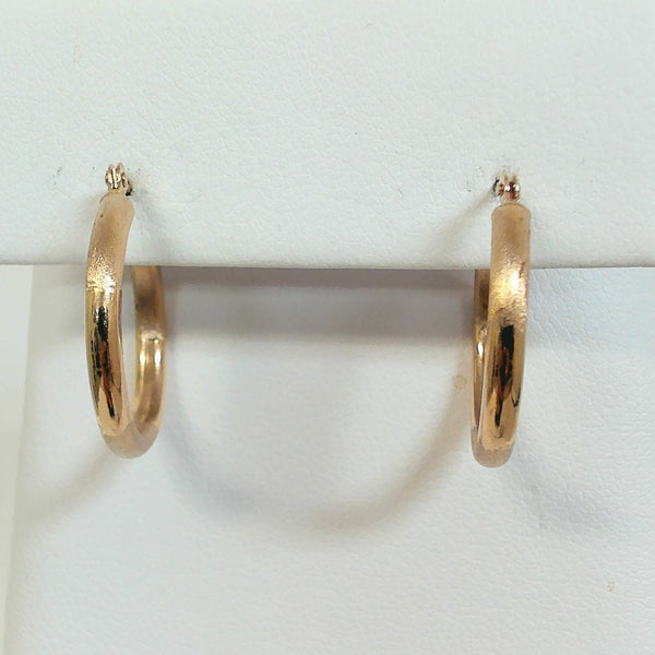 14K Small Satin/Polished Hoop Earrings