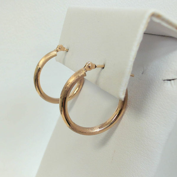 14K Small Satin/Polished Hoop Earrings