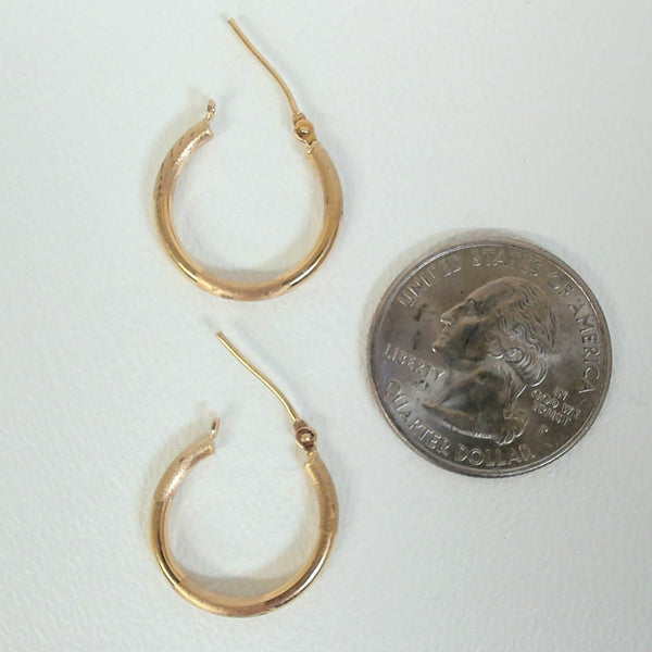 14K Small Satin/Polished Hoop Earrings