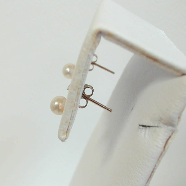14K Heart with Pearls Stud Earrings
