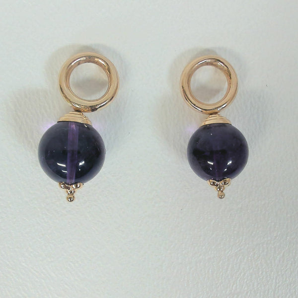 14K 12MM Amethyst Bead Hoop Enhancers