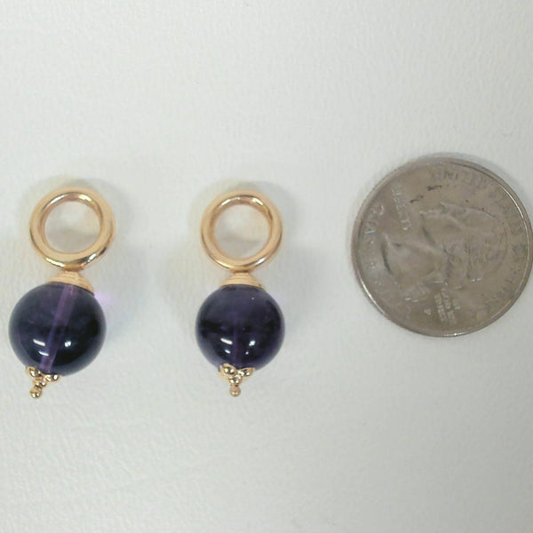 14K 12MM Amethyst Bead Hoop Enhancers