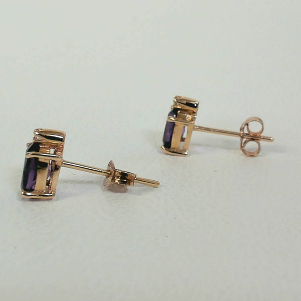 14K Amethyst & Melee Post Earrings