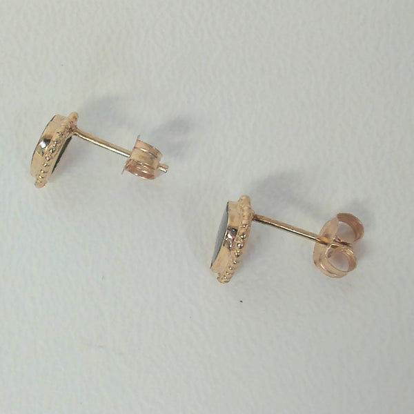 14K Heart-Shaped Jade Post Earrings