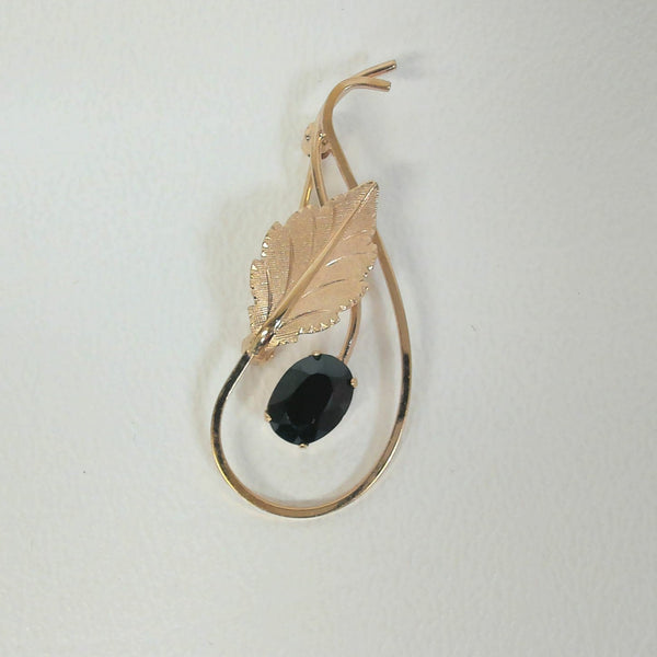 14K Synthetic Garnet Brooch