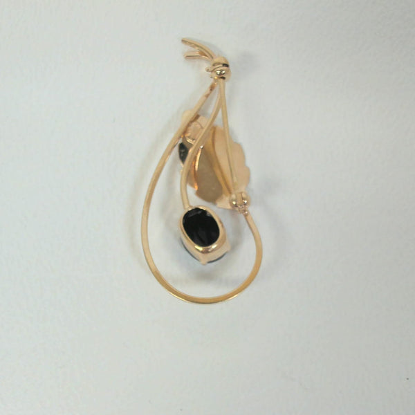 14K Synthetic Garnet Brooch