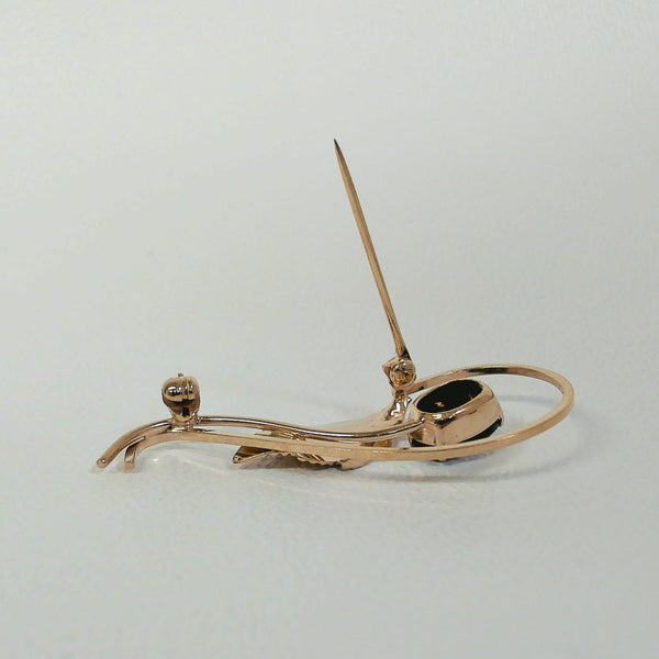 14K Synthetic Garnet Brooch