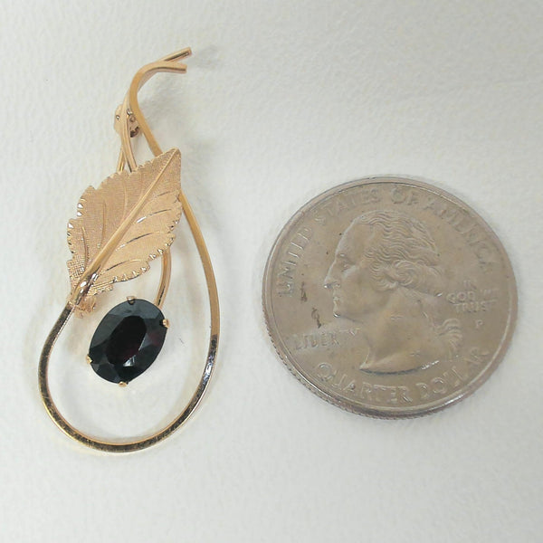 14K Synthetic Garnet Brooch