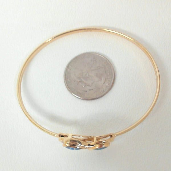 14K Opal Triplet & Melee Diamond Bangle Bracelet