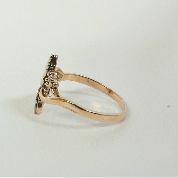 10K Tri-Color Leaf Ring