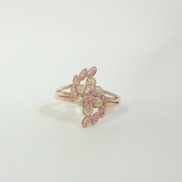 10K Tri-Color Leaf Ring