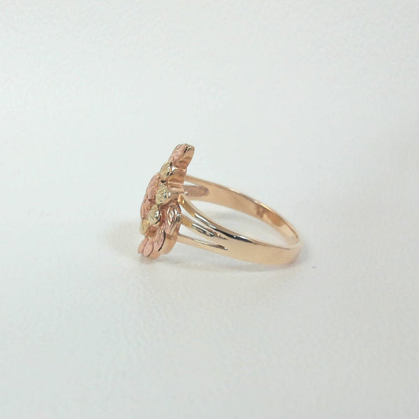10K Tri-Color Leaf Ring