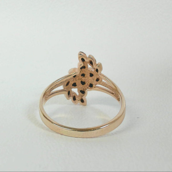 10K Tri-Color Leaf Ring