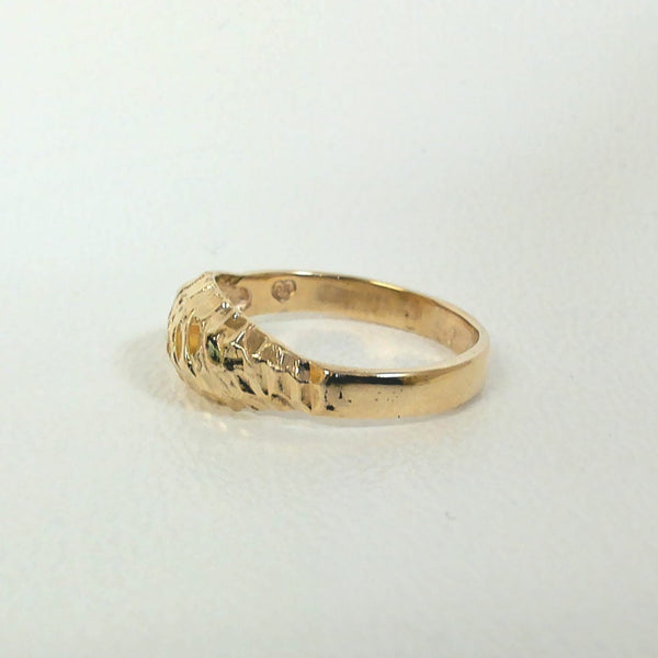 14K Diamond-Cut Dome Ring