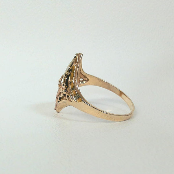 10K Tri-Color Leaf Ring