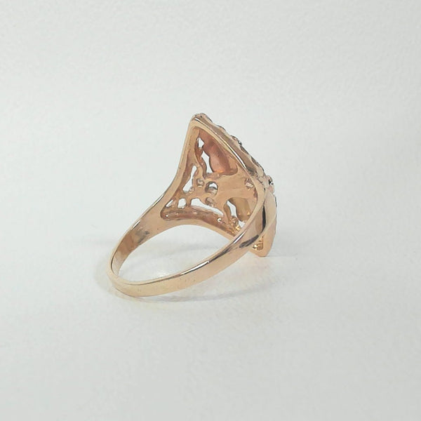 10K Tri-Color Leaf Ring