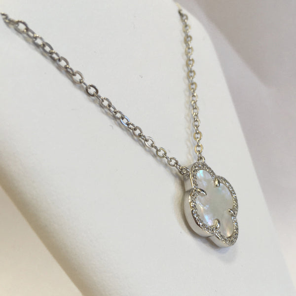 Sterling Silver Mother of Pearl Clover Necklace