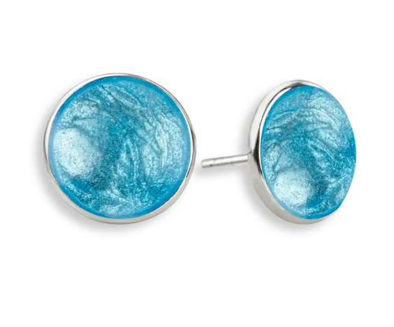 Sterling Silver Turquoise Enamel Dots Post Stud Earrings