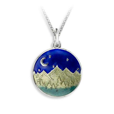 Mountain Landscape Enamel Necklace