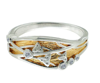 Silver & 23K Gilded Gold Celestial Trinity Ring