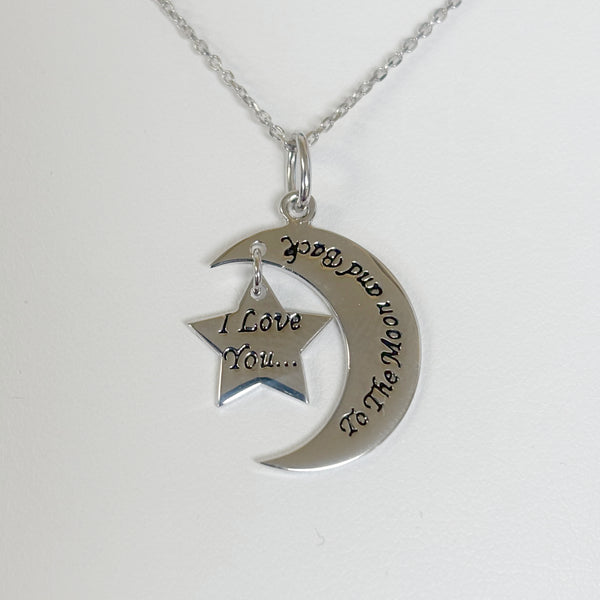 Sterling Silver "I love you, to the moon and back" Necklace