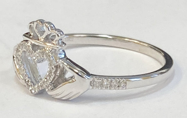 10KWG Diamond Claddagh Ring