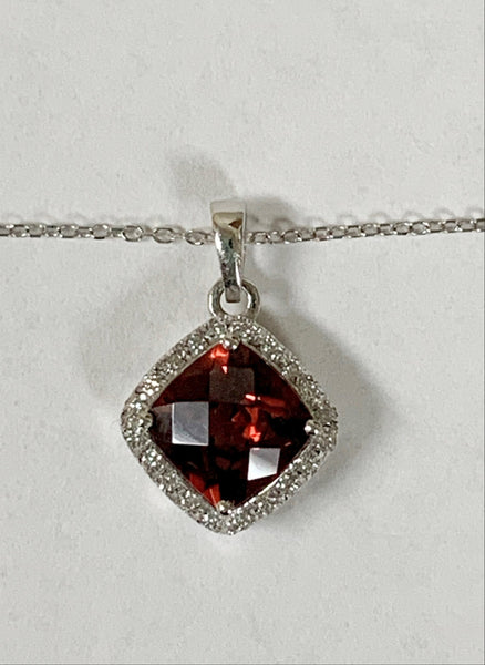14k Garnet & Diamond Pendant Necklace