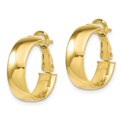 10k Yellow Gold Polished Omega Hoop Earrings