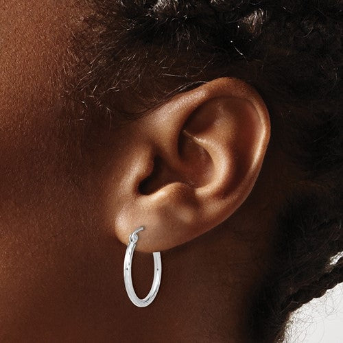 10KWG Diamond Cut Hinged Hoop Earrings