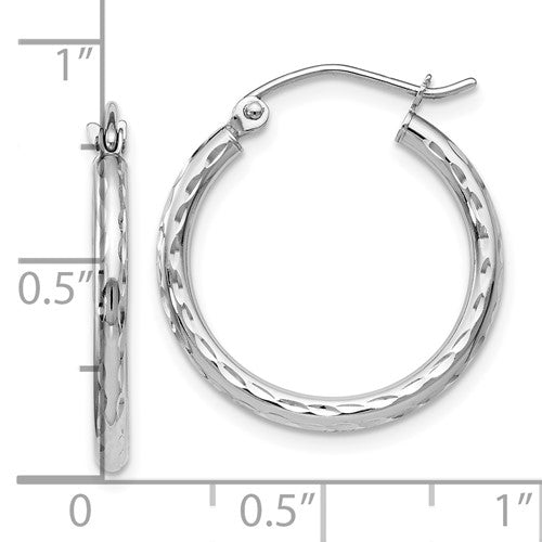 10KWG Diamond Cut Hinged Hoop Earrings