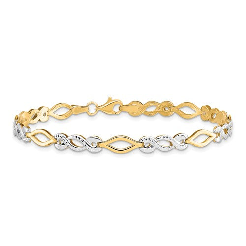 10k Two-Tone Diamond & Infinity Link Bracelet