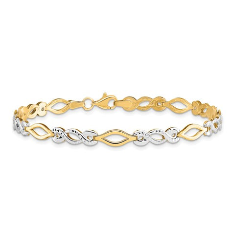 10K Two-Tone Gold Diamond & Infinity Link Bracelet