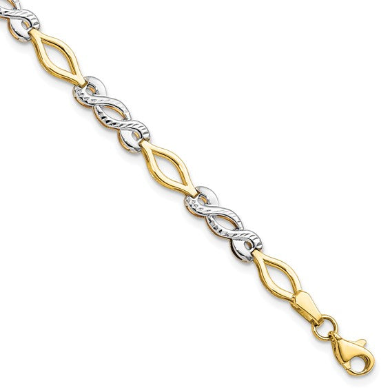 10k Two-Tone Diamond & Infinity Link Bracelet