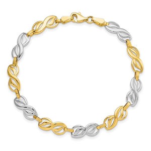 10K Two-Tone Gold Polished Fancy Link Bracelet