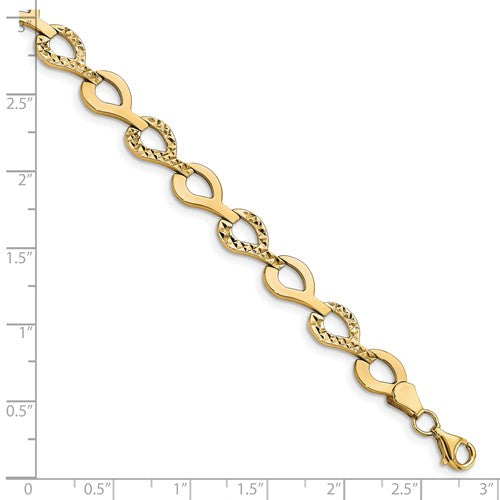 10k Polished, Diamond Cut Fancy Link Bracelet