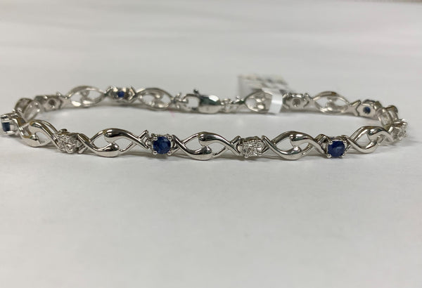 Sterling Silver Sapphire & Diamond Bracelet