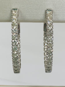 14K Diamond Hinged Oval Hoop Earrings