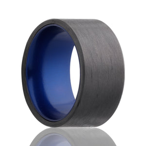 Carbon Fiber Pipe Cut Natural Anodized Blue Undertone Band