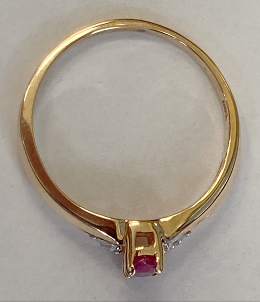 14KYG 5X3 Oval Ruby and Diamond Ring