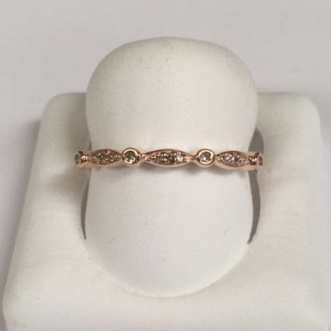 10K Rose Diamond Stackable Band