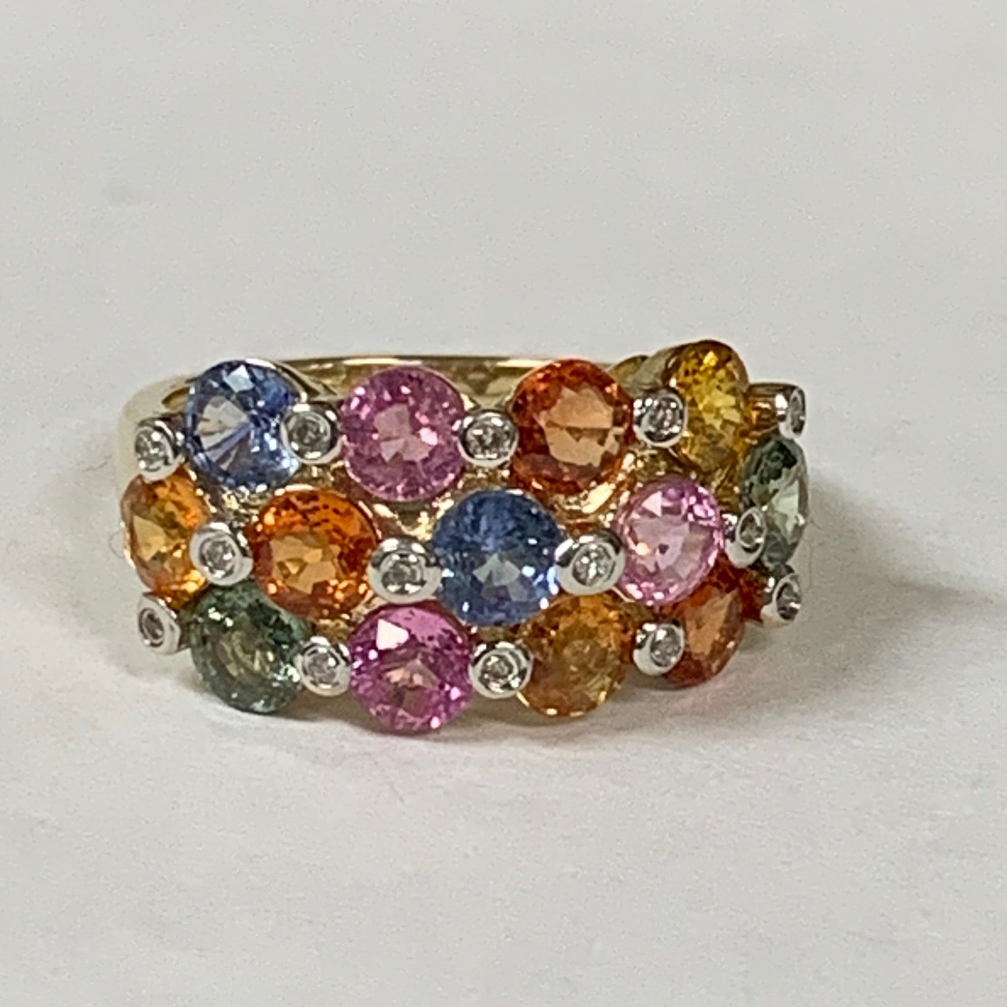 14K yellow gold Multi-Color Sapphire Ring